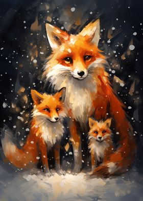 Fox Christmas Family