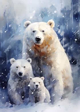 Polar Bear Family Xmas