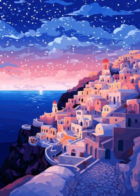 Santorini Pink Sunset