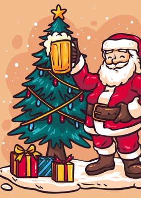 Christmas Tree Santa Beer