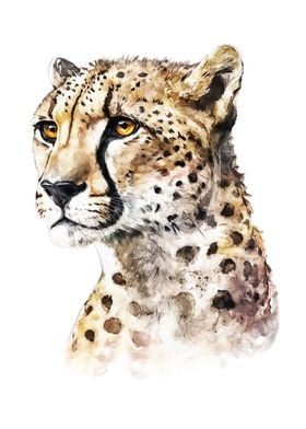 Cheetah Watercolor Art