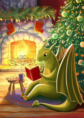 Dragon by the fireplace