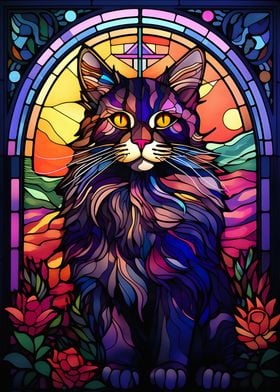 Maine Coon Pop Art Stained