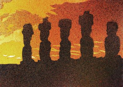 Easter Island Moai sunset