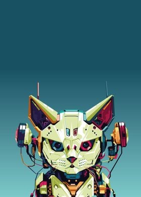 Cute colorfull robot cat