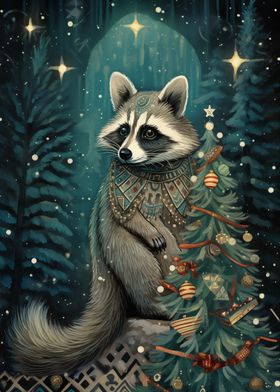 Cute Raccoon Xmas