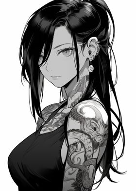 Tattoo Girl Black White