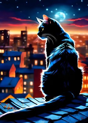 black cat watch the city