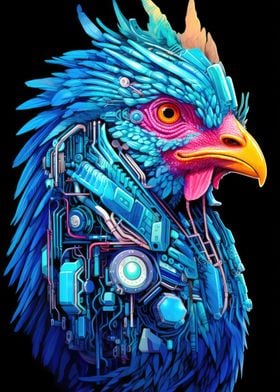 Cyberpunk Chicken 03 Blue