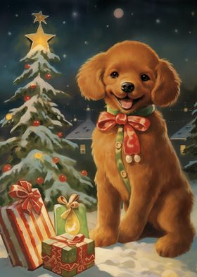 Cute Vintage Poodle Xmas