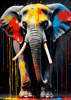 dripping paint elephant 