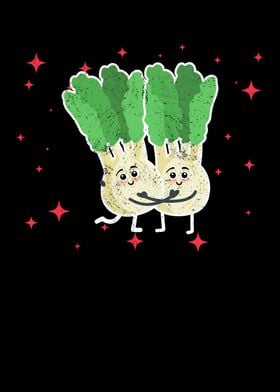 Cute Celery Couple Hugging