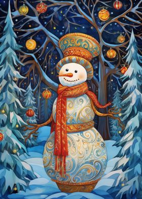 Colorful Xmas Snowman