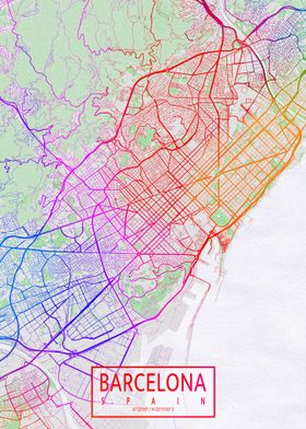 Barcelona Map Colorful