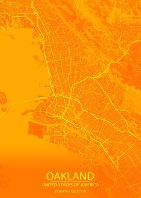 Oakland CA USA Orange Map