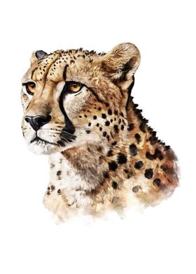 Cheetah Watercolor Art