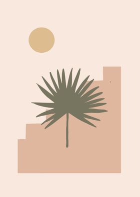 Midcentury sun palm leaf