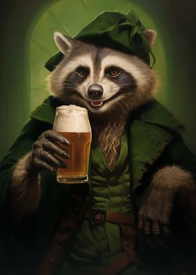 Saint Patrick Raccoon Beer