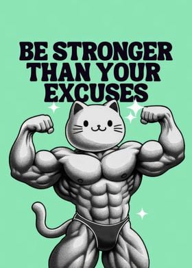 Motivational muscular cat 