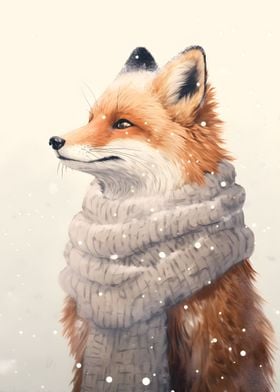 red fox wears wool scraf