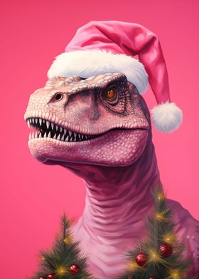 Pink Funny T Rex Xmas