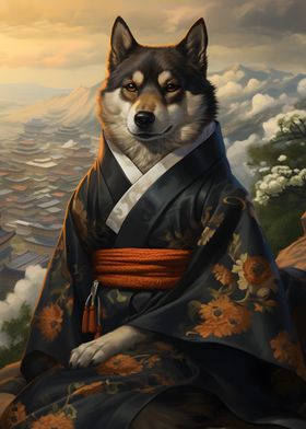 Husky Wearing a kimono