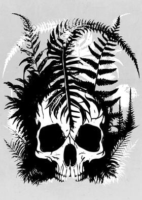 Psychedelic Ink Fern Skull