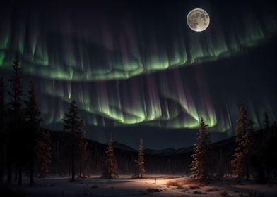 Aurora Borealis at night