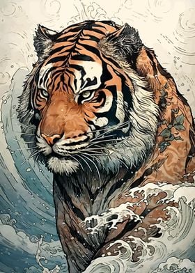 Emerald Tiger' Poster, picture, metal print, paint by Ifreo Art