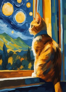  Starry Night Cat 