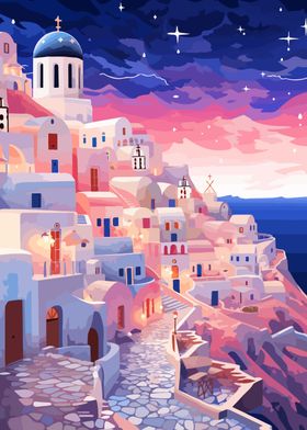 Greek Santorini Evening