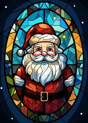 Santa Claus Stained Glass