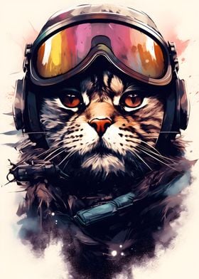 Cat Aviator with Goggles