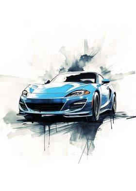 Fast Car design Watercolor