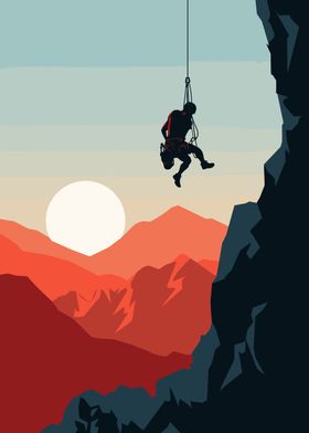 Climber hanging from Cliff