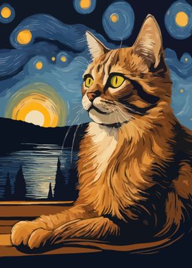  Starry Night Cat 