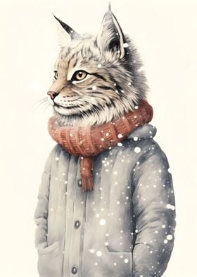 lynx wearing warm sweater