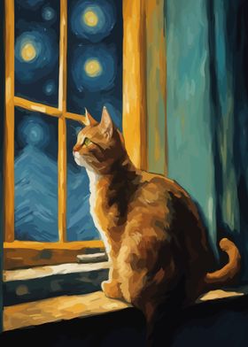 Starry Night Cat 