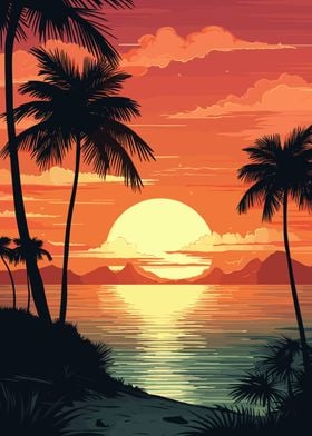 Vintage Beach Sunset