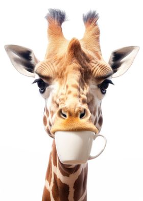 Funny Giraffe with Cup