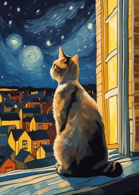 Starry Night Cat 