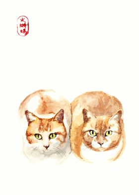 Two Red Cats Painting