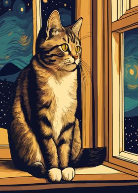 Starry Night Cat 