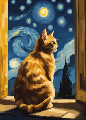 Starry Night Cat 