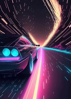 Retro wave Light Car