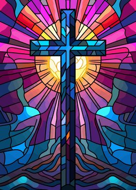 Jesus Cross Stained Glass