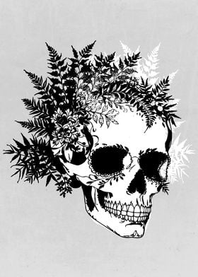 Psychedelic Ink Fern Skull