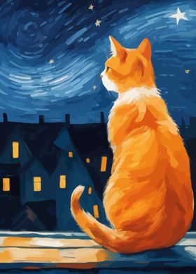 Starry Night Cat 