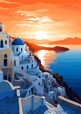 Minimalist Santorini Art