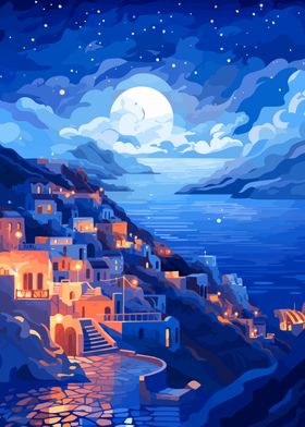 Greece Santorini Moon